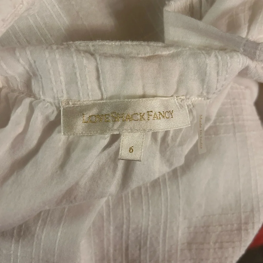 LoveShackFancy White Midi Dress with Yellow Floral Embroidery - Picture 8 of 9